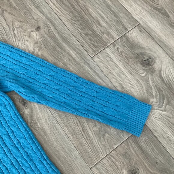 Croft & Barrow Sweater Women's XL Blue Cable Knit Button Shoulder Crew Neck - Picture 5 of 6